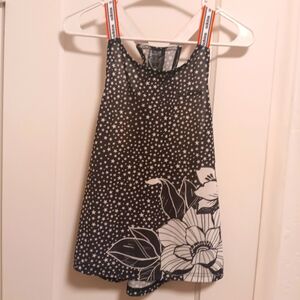Adidas Black and White Star Floral Tank Top